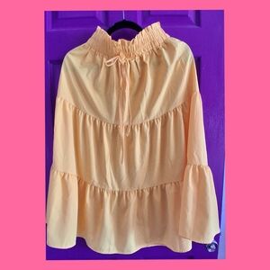 Smocked Neck Peasant Blouse - Soft Peach